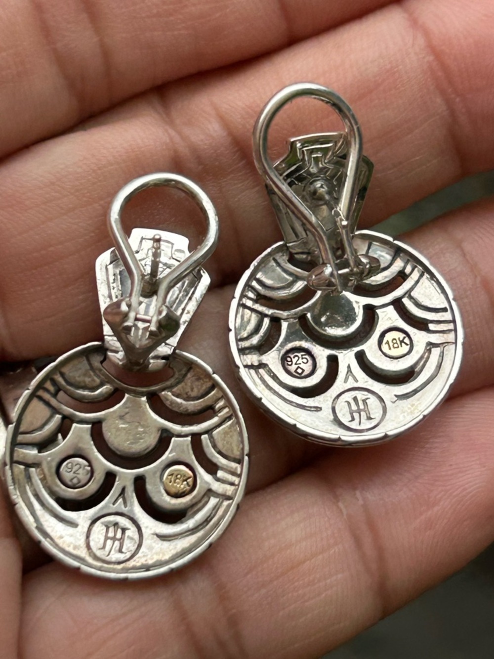 John Hardy Legends Naga collection round drop earrings sterling silver 18K gold - Picture 5 of 15